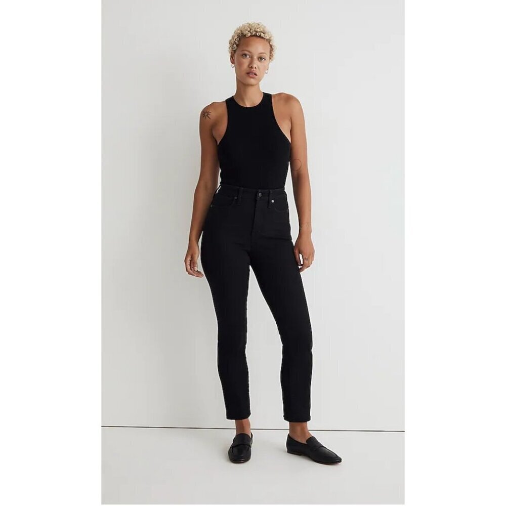 Madwell $138 Tall Curvy Stovepipe Jeans Black Rinse Size T26 NM886